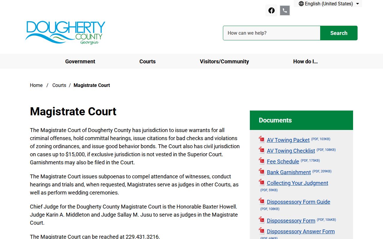Dougherty County warrant search Magistrate Court source