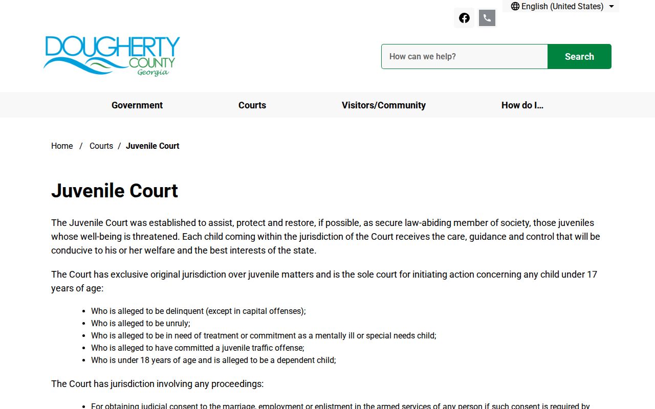 Dougherty County Juvenile Court boundary for bench warrant records