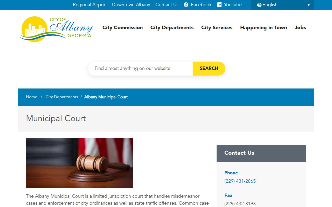 Albany Municipal Court route for Dougherty County arrest warrant questions