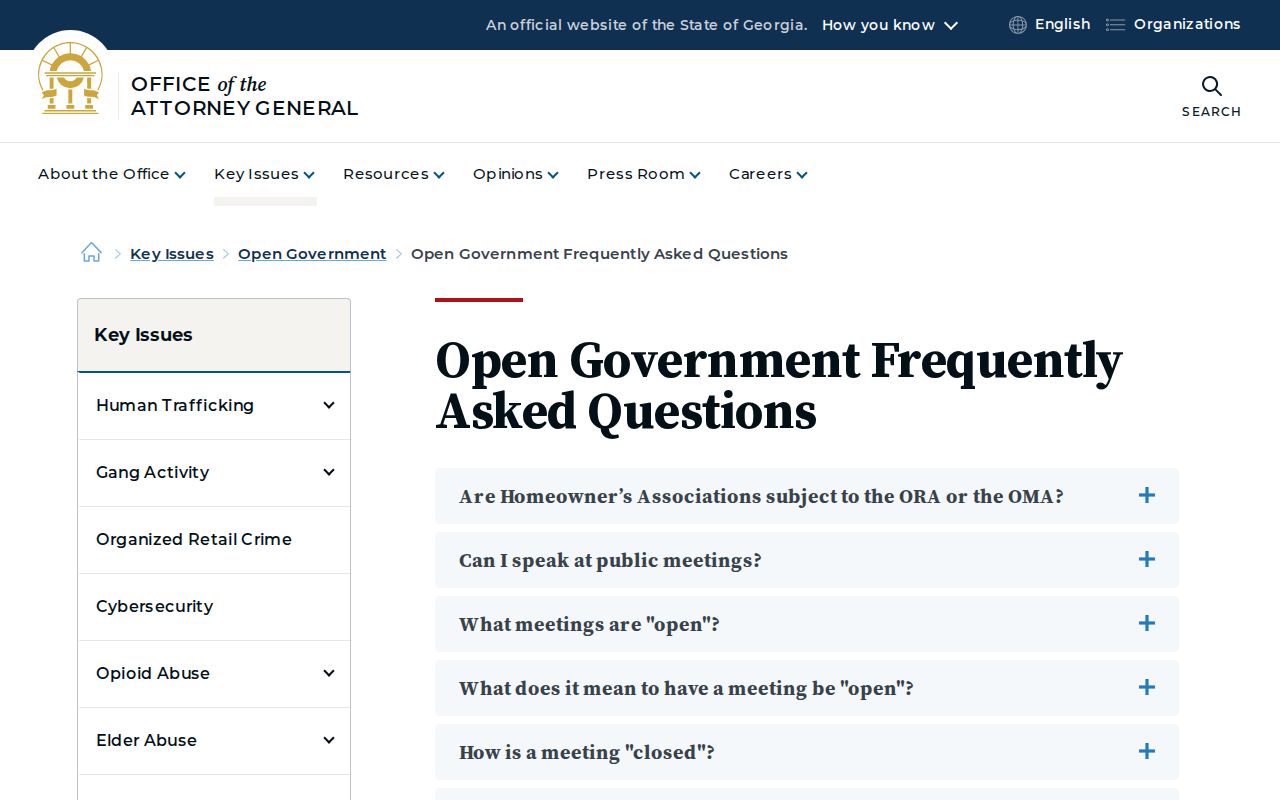Georgia Attorney General Open Government FAQ used for Dougherty County records requests